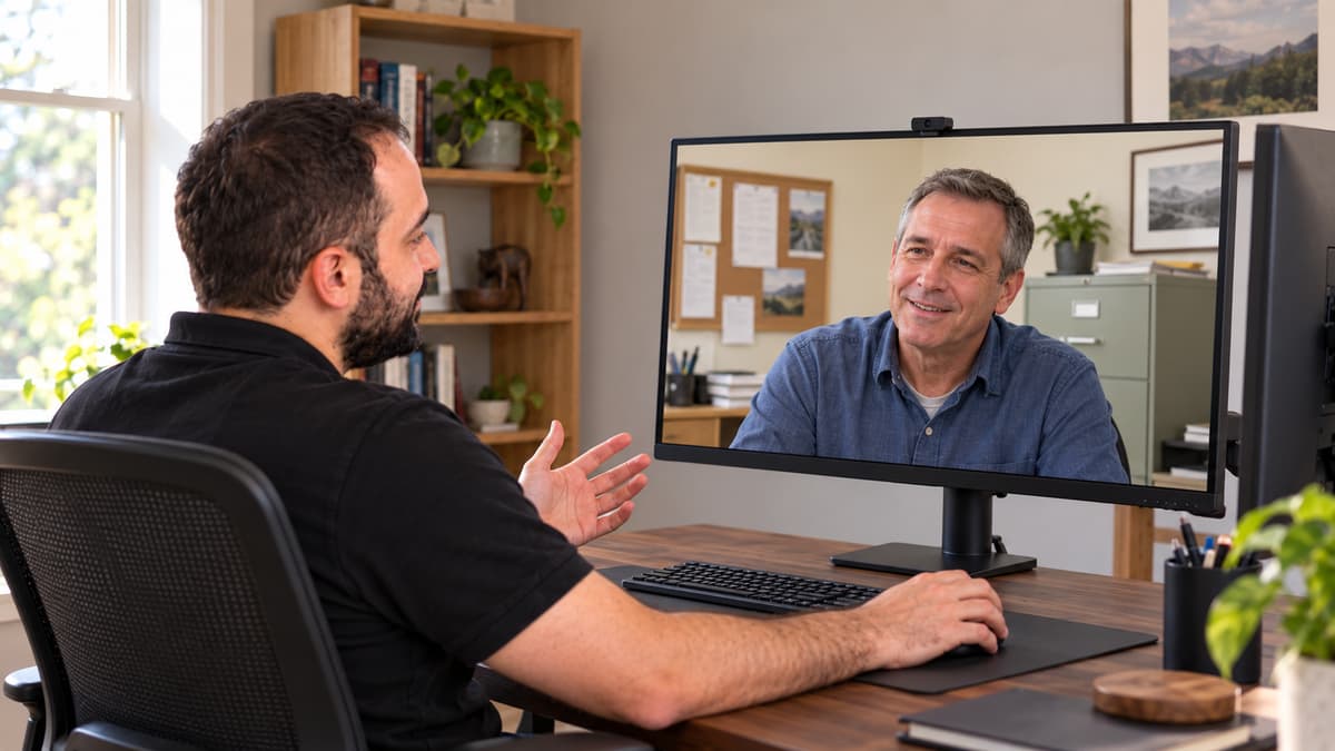 A Contrast designer on a video call with a client